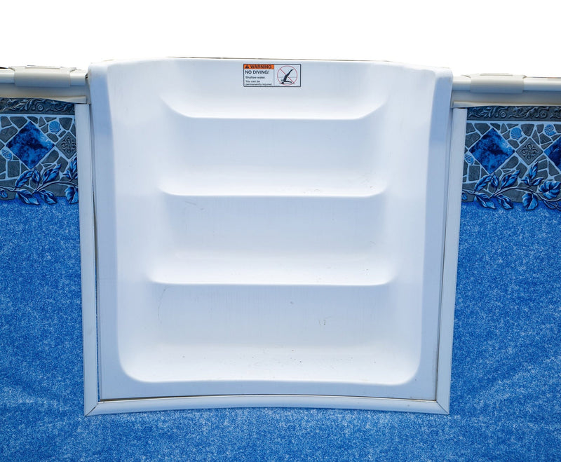 River Bend Oval Above - Ground Pool with Built - In Steps, Skimmer & Liner Included, 52"/54" Wall Height, 8" Resin Top Rails – Vita Pool Supply