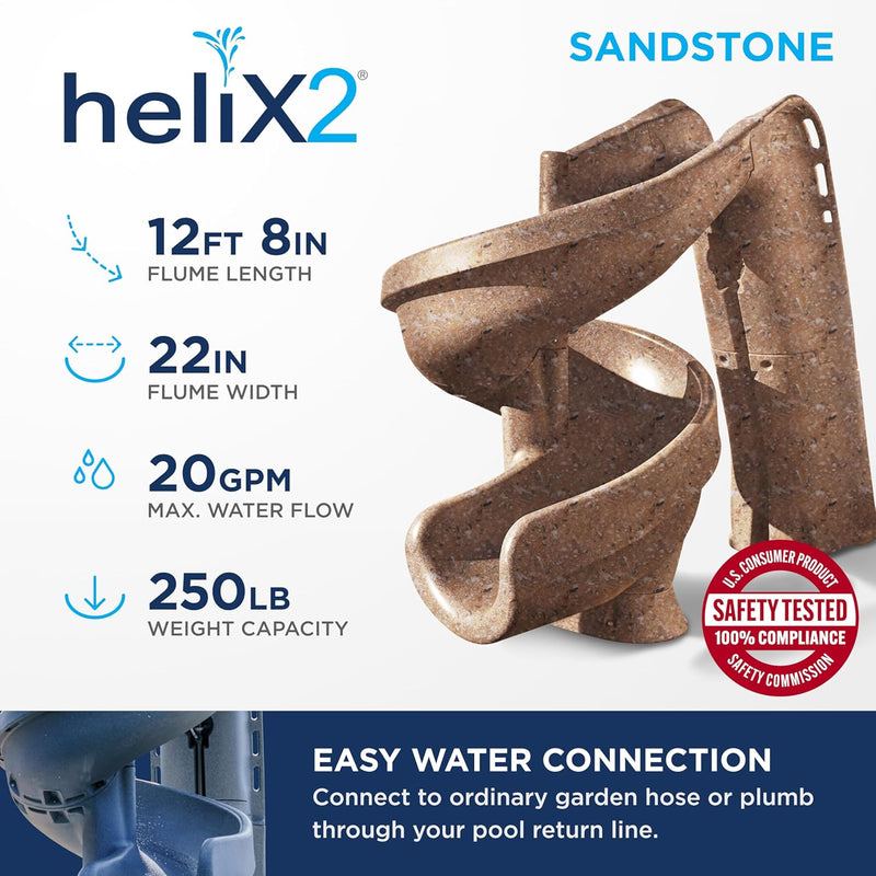 S.R. Smith heliX2 360° Pool Slide, 7'4" H, Gray Granite, 640 - 209 - 58124 – Vita Pool Supply