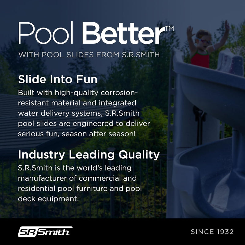 S.R. Smith heliX2 360° Pool Slide, 7'4" H, Gray Granite, 640 - 209 - 58124 – Vita Pool Supply