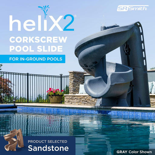 S.R. Smith heliX2 360° Pool Slide, 7'4" H, Gray Granite, 640 - 209 - 58124 – Vita Pool Supply