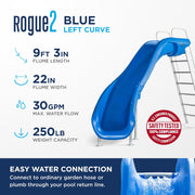 S.R. Smith Rogue2 Pool Slide, 8' H, Blue, Left Turn, 610 - 209 - 5823 – Vita Pool Supply