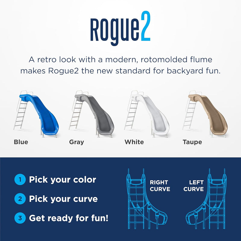 S.R. Smith Rogue2 Pool Slide, 8' H, Blue, Left Turn, 610 - 209 - 5823 – Vita Pool Supply