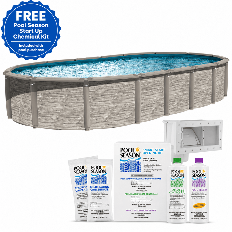 Trendium Azor Oval Above - Ground Pool Kit, 54" Wall Height, 8" Resin Top Rails & 8" Resin Verticals, Salt - Friendly – Vita Pool Supply