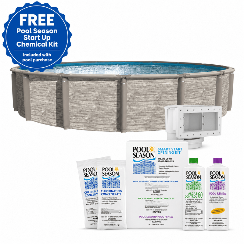 Trendium Azor Round Above Ground Pool Kit, 54" Wall Height, 8" Resin Top Rails & 8" Resin Verticals, Salt - Friendly – Vita Pool Supply