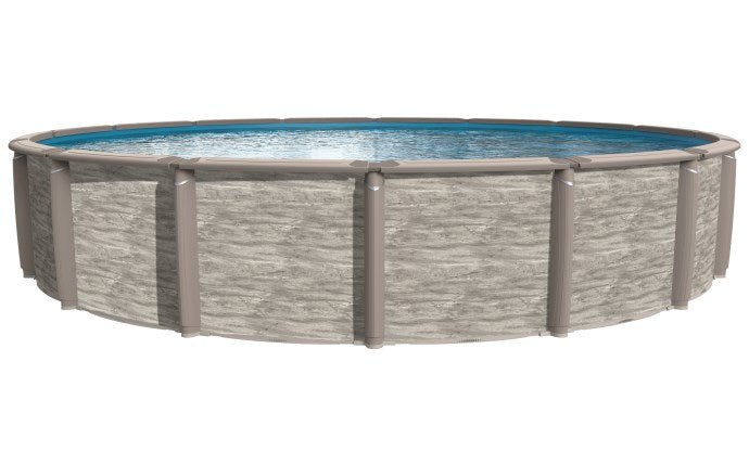 Trendium Azor Round Above - Ground Pool, Skimmer Included, 54" Wall Height, 8.9" Resin Top Rails – Salt - Friendly – Vita Pool Supply