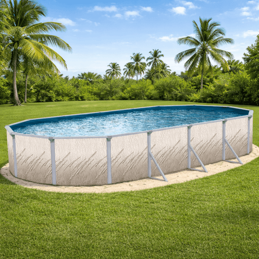 Trendium Pretium Esprit Oval Above Ground Pool Kit, 52" Wall Height, 6" Steel Top Rails – Vita Pool Supply