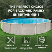 Trendium Pretium Ohana Round Above Ground Pool Kit, 52" Wall Height, 7" Steel Top Rails – Vita Pool Supply