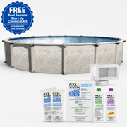Trendium Round Magnus Above Ground Pool Kit, 54" Wall Height, 7" Resin Top Rails & 5" Steel Verticals, Salt - Friendly – Vita Pool Supply