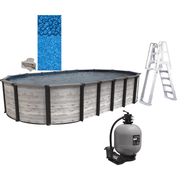 Trevi Costa Hollywood Oval Above - Ground Pool Package, Skimmer Included, 52" Wall Height, 6" Steel Top Rails – Vita Pool Supply