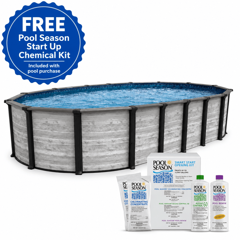 Trevi Costa Hollywood Oval Above - Ground Pool, Skimmer Included, 52" Wall Height, 6" Steel Top Rails – Vita Pool Supply