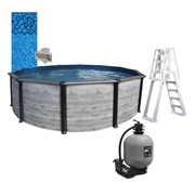 Trevi Costa Hollywood Round Above - Ground Pool Package, Skimmer & Liner Included, 52" Wall Height, 6" Steel Top Rails – Vita Pool Supply