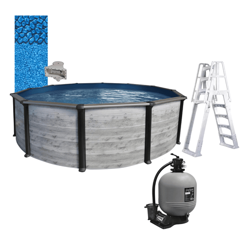 Trevi Costa Hollywood Round Above - Ground Pool Package, Skimmer & Liner Included, 52" Wall Height, 6" Steel Top Rails – Vita Pool Supply