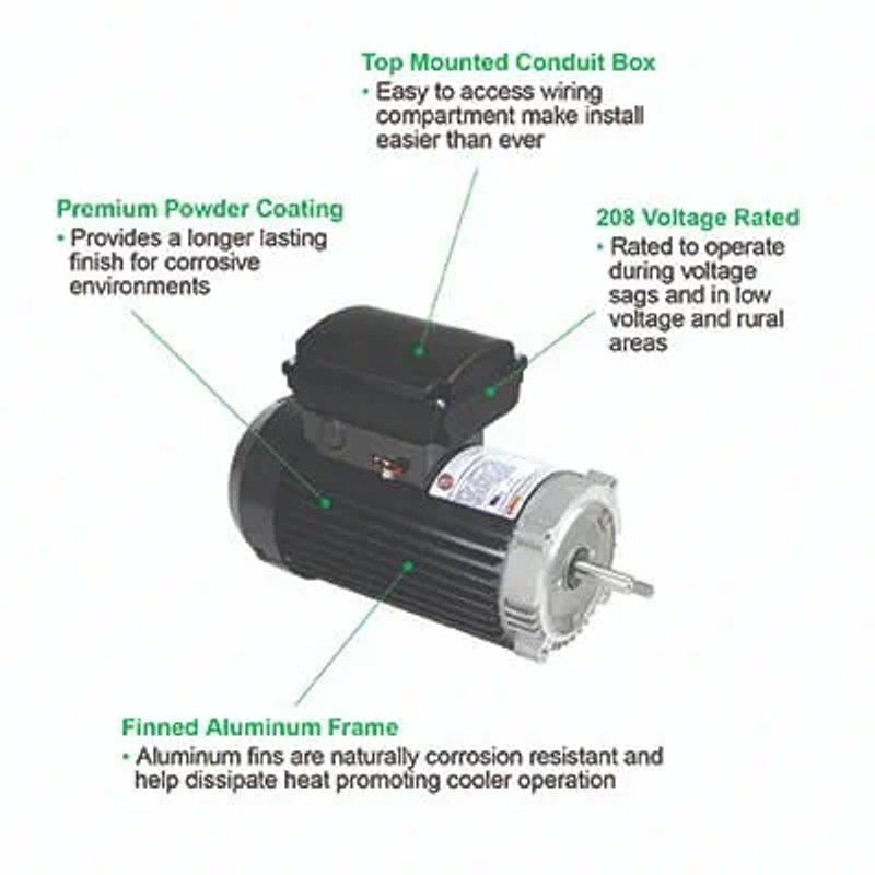 U.S. Motors Aqua - Shield Pro 56J TEFC C - Flange Motor 1.65THP 115/208 - 230V 60Hz TET165 – Vita Pool Supply