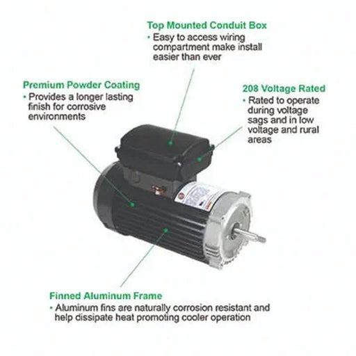 U.S. Motors Aqua - Shield Pro 56J TEFC C - Flange Motor 1.65THP 115/208 - 230V 60Hz TET165 – Vita Pool Supply