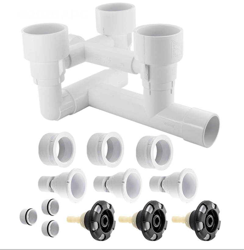 Waterway 210 - 3520G 7" Gunite 3 Jet Poly Seat Kit AquaShapes® Jet Manifolds Systems with Internals – Vita Pool Supply