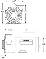 Waterway 3721621 - 1V Viper 56Y Pump, 2 - Speed, 4.0 HP, 12A, 230V – Vita Pool Supply
